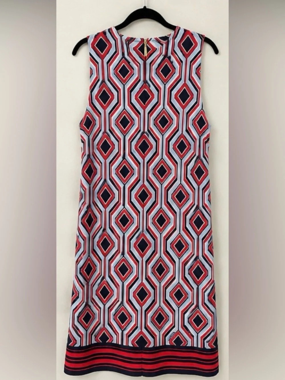 Michael Kors Red, Navy & White Geometric Pencil Skirt